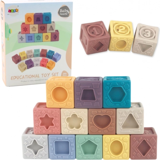 Mäkké senzorické vzdelávacie kocky, farebné, 12 ks