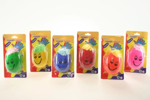 Antistresová loptička s tváričkou a vláskami 8 × 5 cm