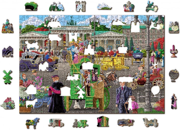 Drevené puzzle s figúrkami - Parížske námestie v Berlíne