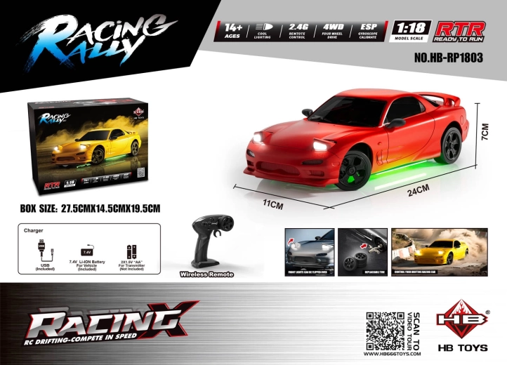 RC driftovacie auto TurboSlide 1:18 s osvetlením červené