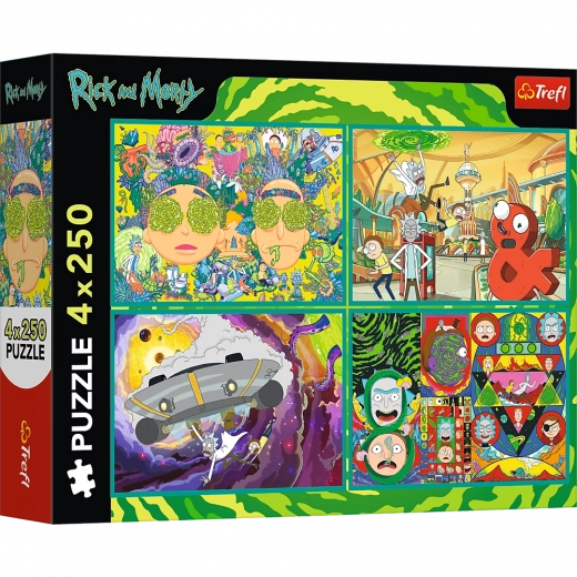 Puzzle 4x250 Zakrútený svet Ricka a Mortyho od Trefl