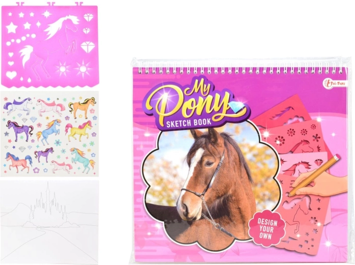 Kreatívny skicár s doplnkami a šablónami MY PONY 26 cm