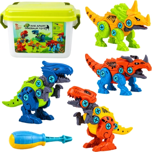 Konštrukčné dinosaury na skrutkovanie 4 v 1 s elektrickým skrutkovačom a kufríkom