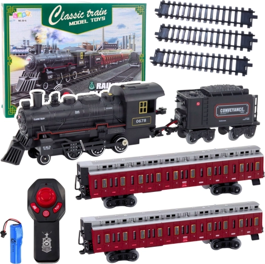 Klasický elektrický vláčik s diaľkovým ovládaním 2.4 GHz so svetlami, zvukmi a dymom CLASSIC TRAIN