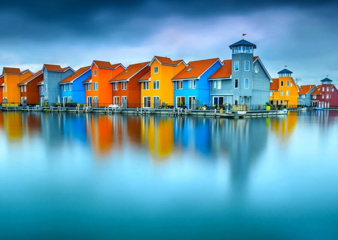 Puzzle ENJOY domčeky pri vode, Groningen, Holandsko – 1000 dielikov
