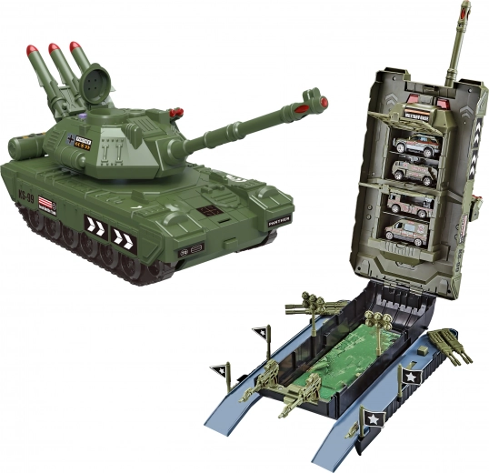 garážový tank so 4 autami, so svetelnými a zvukovými efektmi, 44 cm
