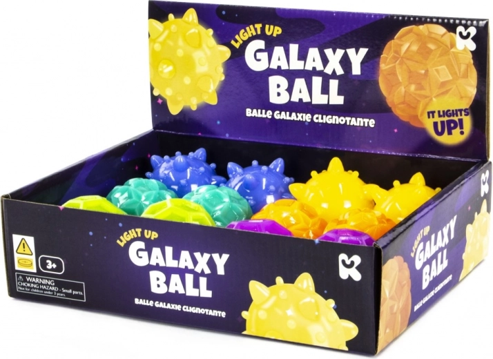 Svetielkujúca skákacia loptička Galaxy s LED efektom 6 cm
