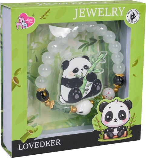 Detská súprava šperkov Panda s bielym náramkom