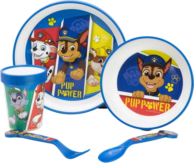 Paw Patrol Pup Power prémiová protišmyková raňajková sada 5 dielov