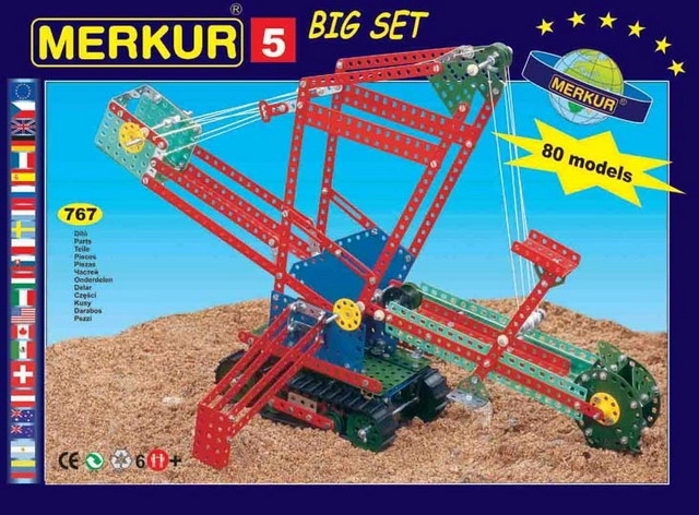 Stavebnica MERKUR 5 – veľká kovová konštrukčná sada pre 84 modelov