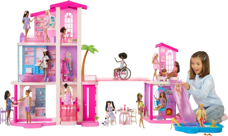 Mattel Barbie Dreamhouse vysnívaný dom pre bábiky s 2 bazénmi, výťahom a viac ako 65 doplnkami