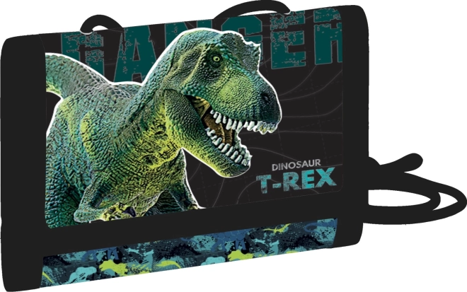 Detská textilná peňaženka s motívom dinosaura na suchý zips