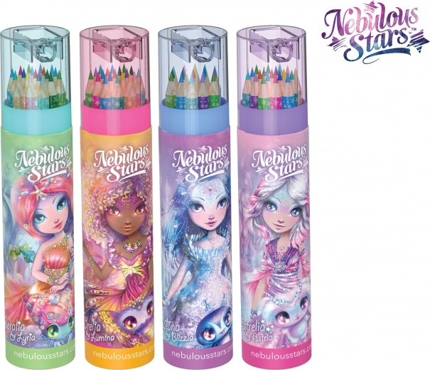 Pastelky NEBULOUS STARS v tubuse so strúhadlom (18 farieb)