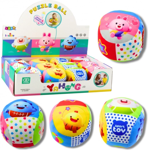 Farebná mäkká loptička s hrkálkou pre bábätko 9 cm