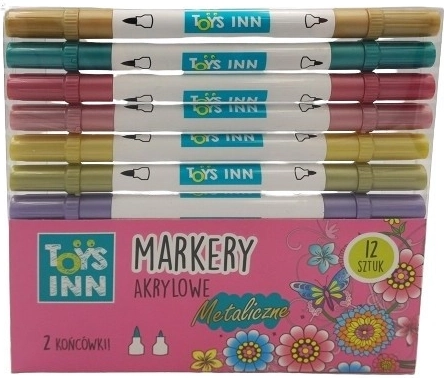 Akrylové metalické fixky s dvojitým hrotom 12ks