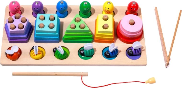 2Kids Toys multifunkčná drevená vkladačka a rybolov