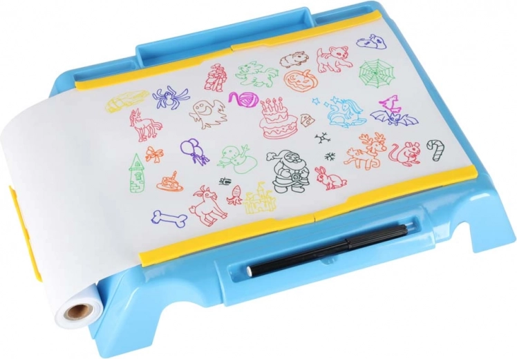 Všetko po ruke: zásuv na fixky a rola papiera