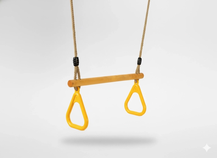 Drevená trapezová hojdačka pre deti s trojuholníkovými úchytmi 3,5 × 40 × 110 cm