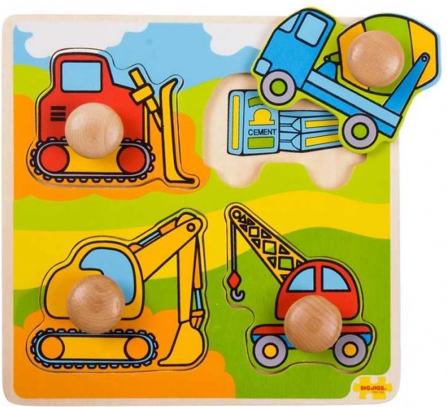 Veľké vkladacie puzzle Stavebné stroje Bigjigs Toys