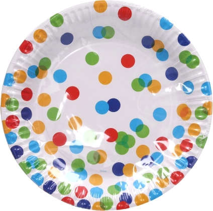 Papierové párty tácky s bodkovaným vzorom 23 cm - 6 kusov