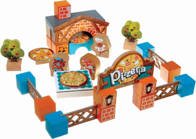 Drevená stavebnica Pizzerie od Cubika