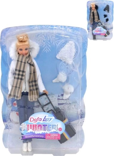 Bábika Defa Lucy Winter so zimným oblečením a doplnkami - 1 kus