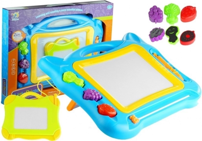 Veľká magnetická kresliaca tabuľa 2 v 1 so stempelkami a mini tabuľkou