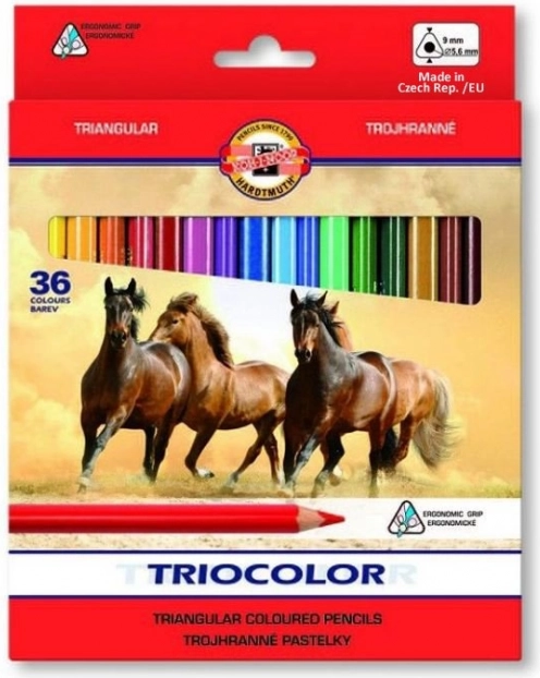 Trojhranné pastelky KOH-I-NOOR TRIOCOLOR, 36 ks