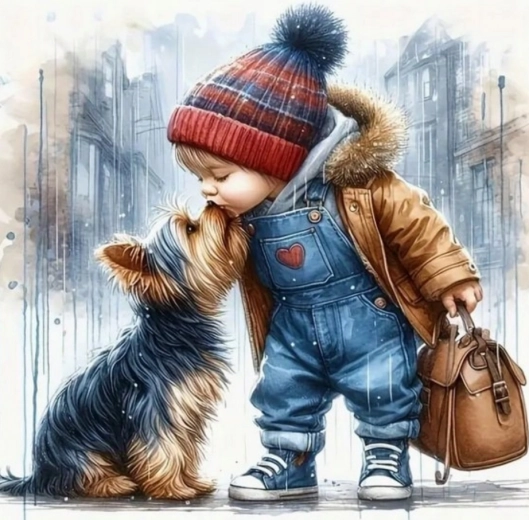 Diamantové maľovanie Chlapec so psíkom 30x40 cm