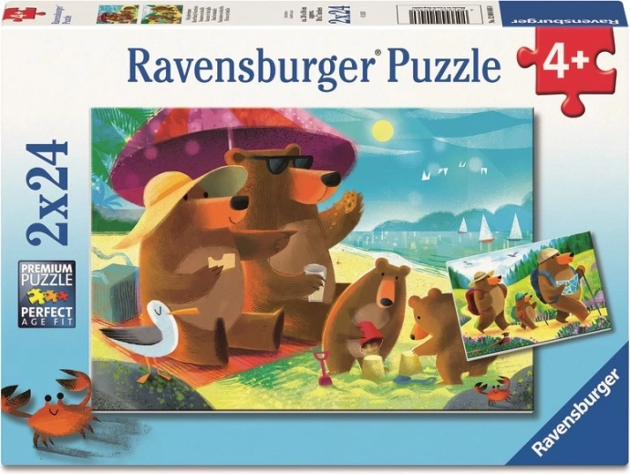 Ravensburger Puzzle Medvedia rodinka na výlete 2 x 24 dielikov