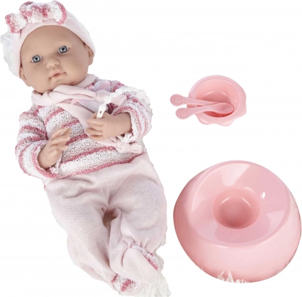 Bábika bábätko v ružovom overale 40 cm s doplnkami