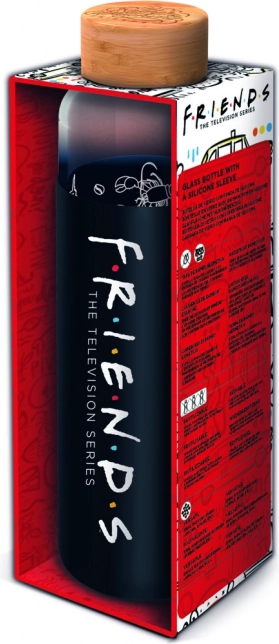 Sklenená fľaša s ochranným silikónovým návlekom Priatelia 585 ml