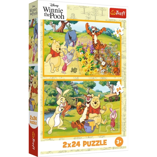 Puzzle 2x24 Disney Macko Pú - Deň na záhrade