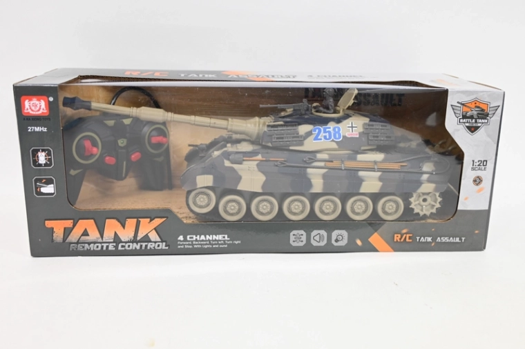 Diaľkovo ovládaný tank Tank Assault v mierke 1:20 – Maskáčový – na batérie