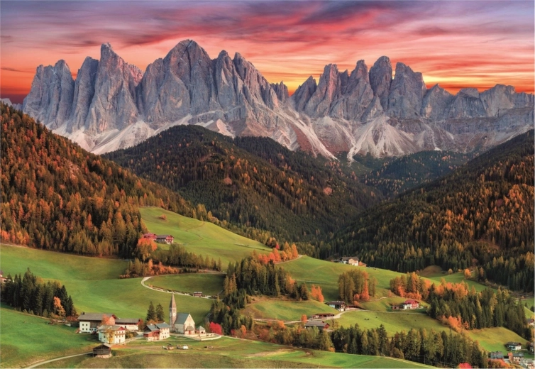 Puzzle 2000 prvkov Vysoká kvalita, Val Di Funes