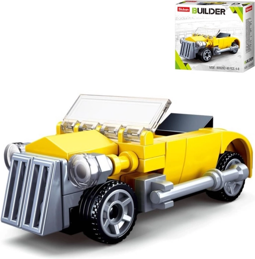 Sluban Builder žltý kabriolet veterán – stavebnica 48 dielikov