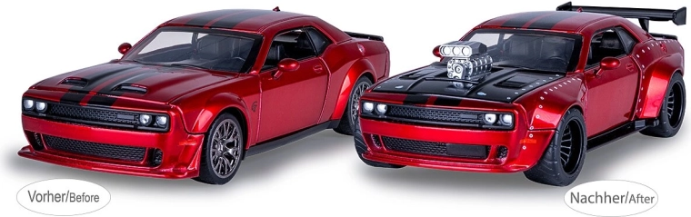 Kovový model Dodge Challenger SRT Jailbreak 1:36 červený 2v1