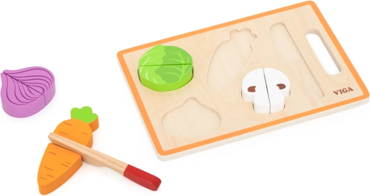 Viga Toys drevená súprava na krájanie farebnej zeleniny