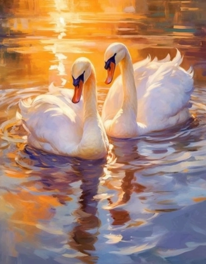 Norimpex diamantové maľovanie biele labute 30 × 40 cm
