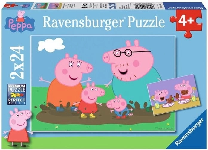 Ravensburger puzzle Prasátko Pepina: Šťastný rodinný život 2x24 dielikov