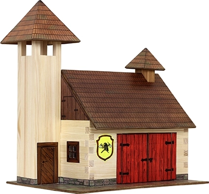 Drevená lepiaca stavebnica HOBBY KITS – hasičská zbrojnica 1:32