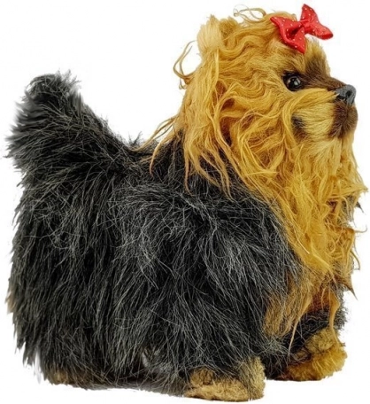 Interaktívny plyšový psík york – hýbe sa a šteká, hnedo‑čierny