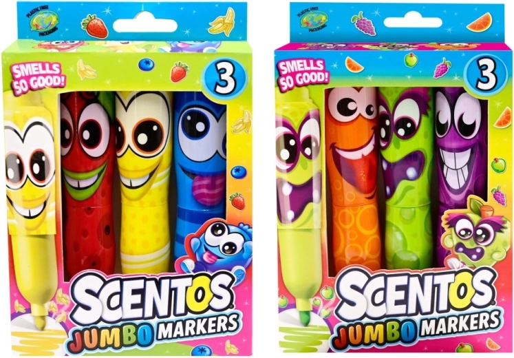 Voňavé fixky Scentos Jumbo Funny Face 3 ks