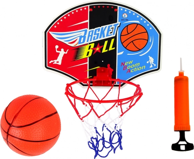 Mini basketbalový set s tabuľou, obručou, loptou a pumpičkou