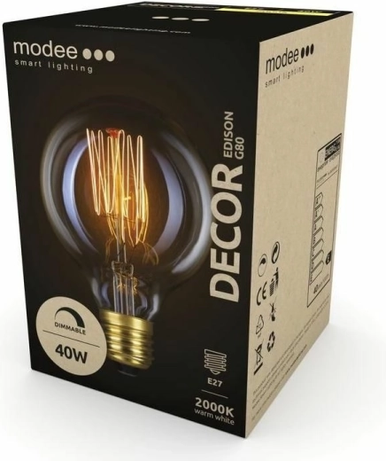 Modee Smart dekoratívna žiarovka Edison G80 E27 40 W extra teplá biela