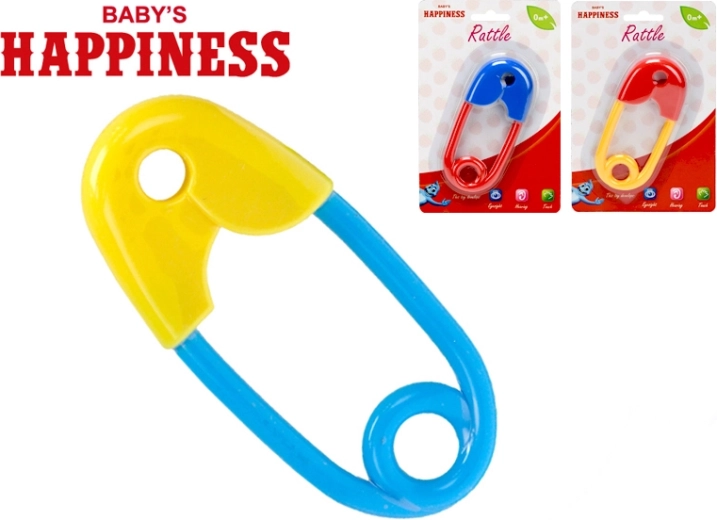 Hrkálka zatvárací špendlík 12 cm Baby’s Happiness, 3 farby, od 0 mesiacov
