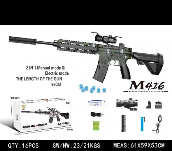 Gélová puška M416 na vodné guličky s príslušenstvom