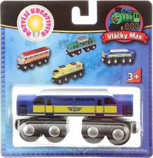 Vláčiky Max modrá lokomotíva pre drevenú vláčikodráhu