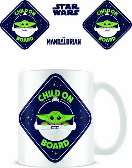 Keramický hrnček Mandalorian s motívom Child on Board