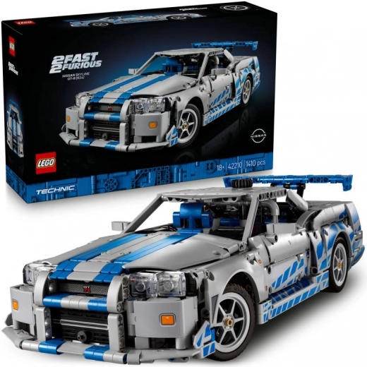 Technic Nissan Skyline GT‑R (R34) z filmu RÝCHLO A ZBESILO – driftovací model pre dospelých